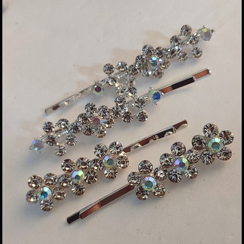 7 Silver Crystal Hair Pins - Picture 4 of 5